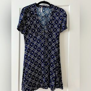 Free People mini dress blue print